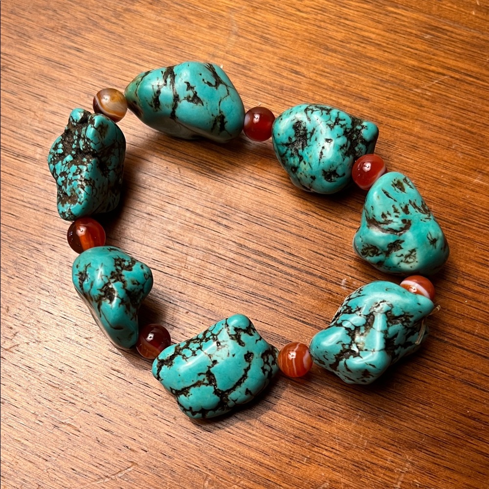 Turquoise and Brown Beaded Bracelet